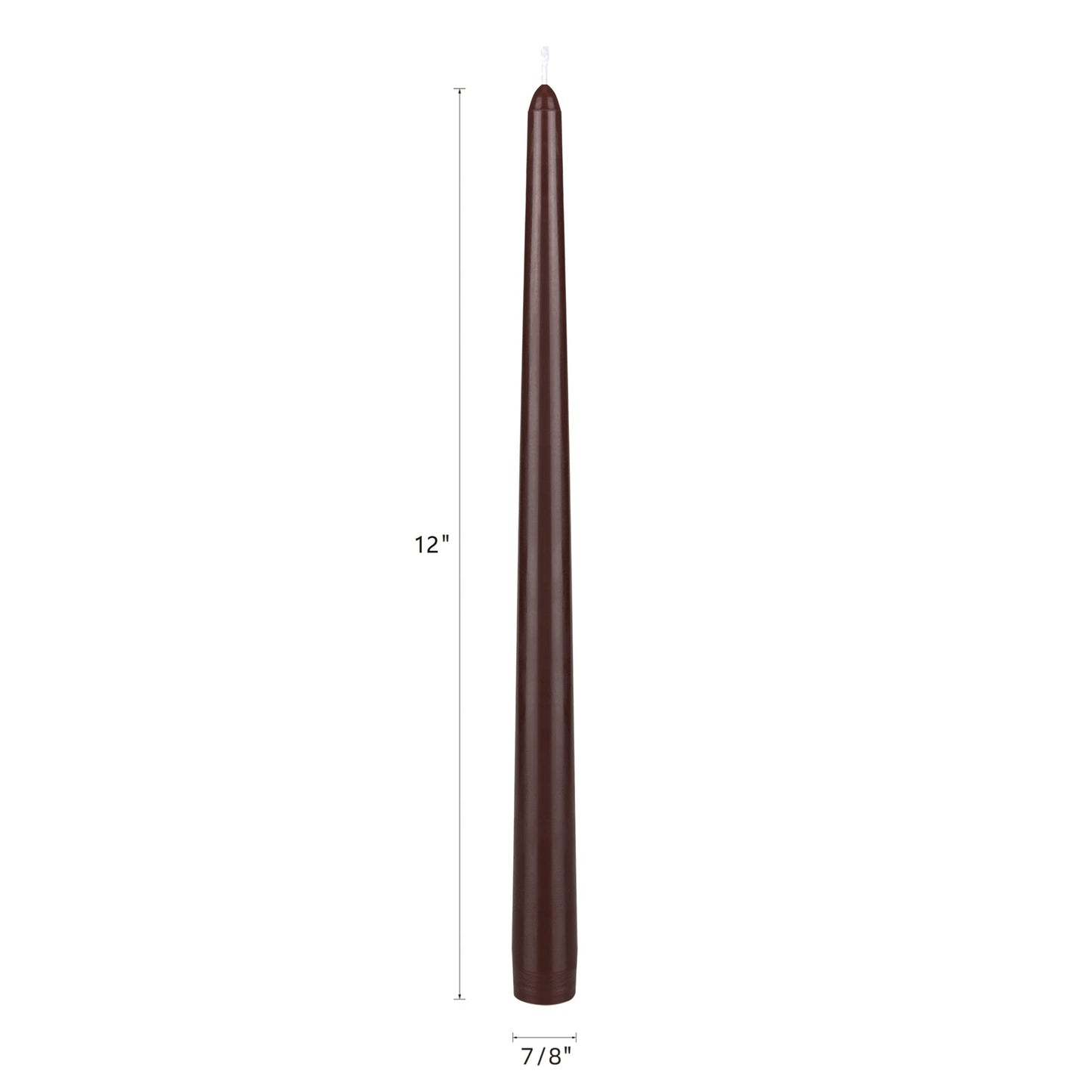 Mega Candles 12 pcs Unscented Brown Taper Candles, Hand Poured Wax Candle 12 Inch x 7/8 Inch, Home Décor, Wedding Receptions, Centerpieces, Occasions, Events, Romantic Dinners, Prayer, Holders