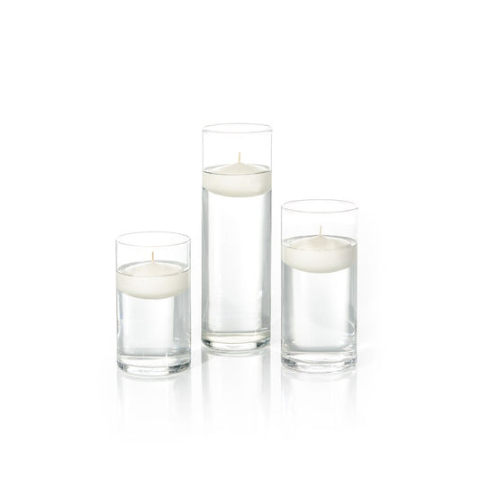 yummi Set of 18 Floating Candles and Cylinder Vases - Ivory