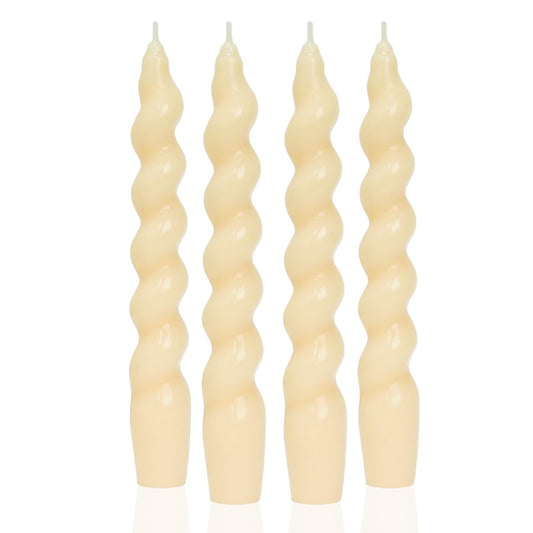 MAITREYA Light Blush Spiral Taper Candles - Conical Stick Candles, Handmade Twisted, Set of 4 for Decoration, Weddings, Party, Church - Unscented, Dripless, 7.5inch