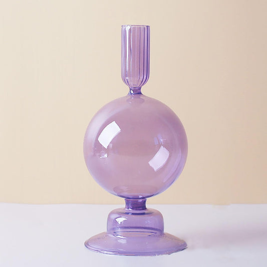 Modern Glass Candlestick Holder, Colorful Taper Glass Candle Holders, Vintage Candle Stick Holders for Party Centerpiece Decorations Boho Ornament