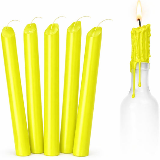 Funny Guy Mugs Solid Color Dripping Candle - Drip Candle Pack of 6 (Yellow)