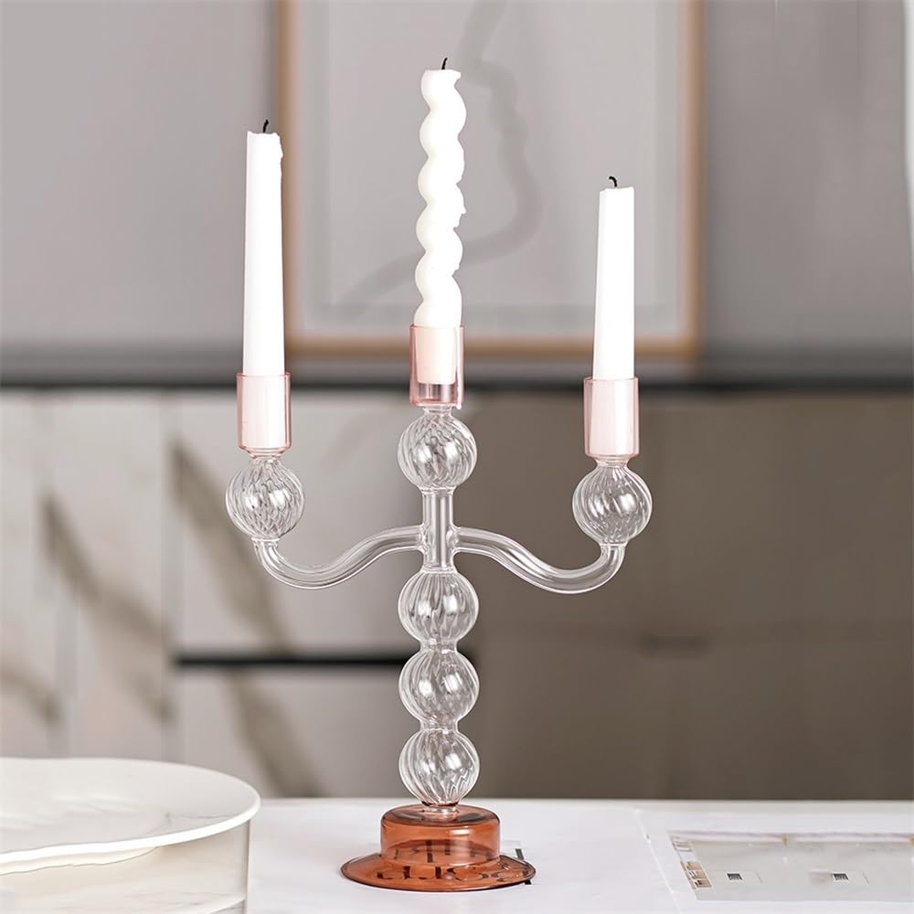 YUHUAWF Candle Holderss European Style Three-Head Glass Candlestick Home Decoration Ornaments Wedding Table Candle Holder Decorative Candlestick