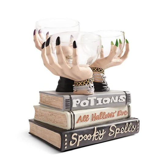 Halloween Witch Hands Resin Snack Bowl Stand Desktop Ornament Home Glass Bowl Vintage Festival Party Decoration for Gift (Black)