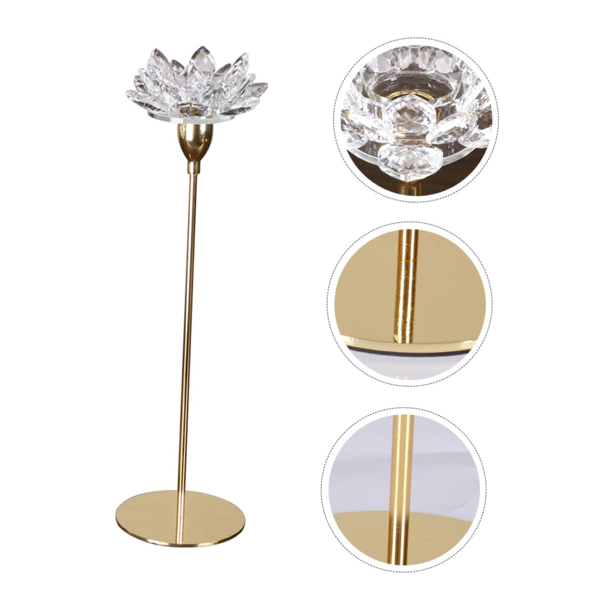 ZUNOXAZ Modern Minimalist Metal Candlestick Holder Small Crystal Lotus Candleholder Decorative Wedding Candle Stand for Home Décor