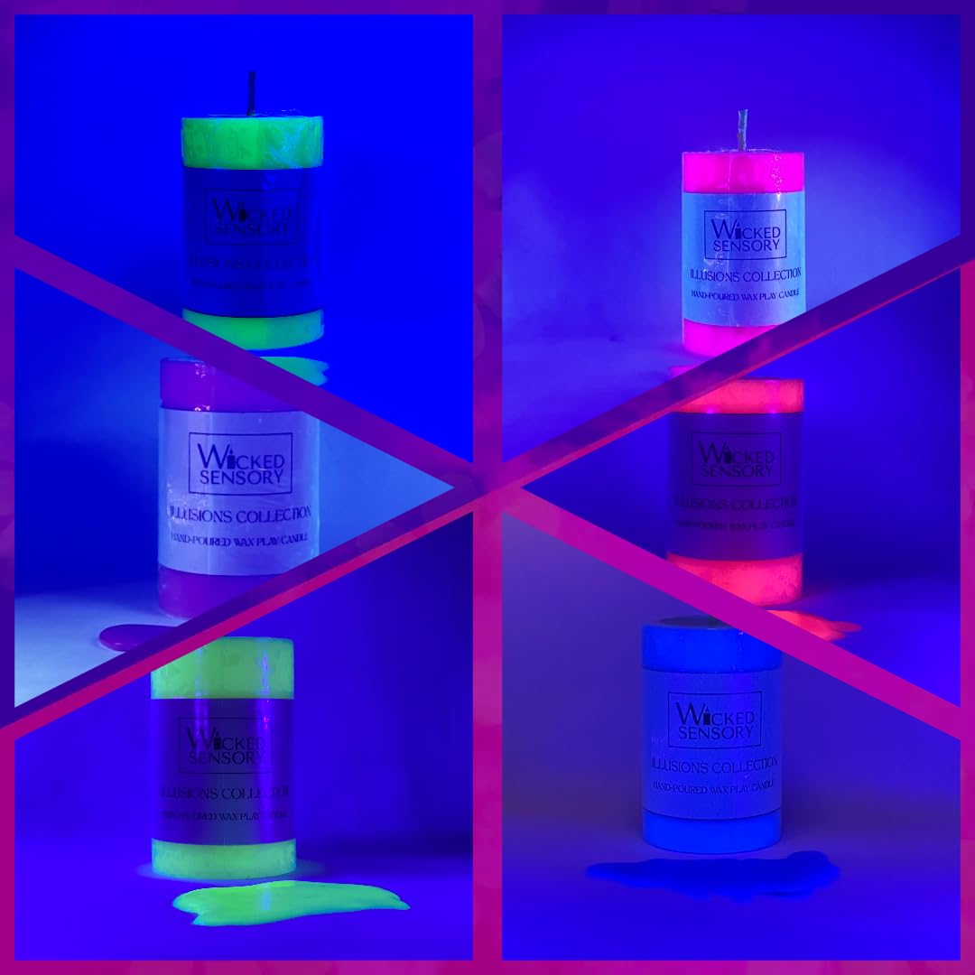 Premium UV Wax Play Candle - Unscented Body Safe Wax Blend for Sensory Play, Comfortable Heat Sensation - Perfect for Couples & Beginners (UV Green)