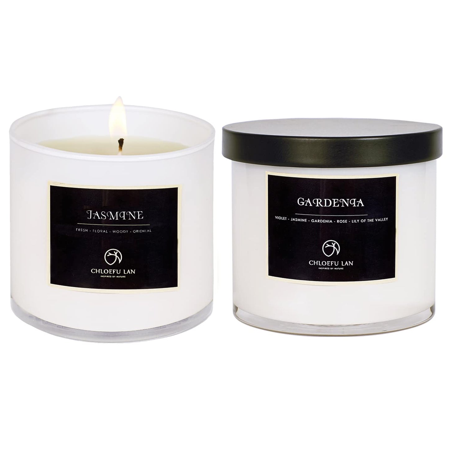 Chloefu LAN Valentines Scented Candles Gifts for Women Gardenia and Jasmine Candles 7.1oz|45 Hour Long Lasting Highly Scented 100% Soy Candle, Home Decor, Aromatherapy Candle with Gift Box 2 Pack