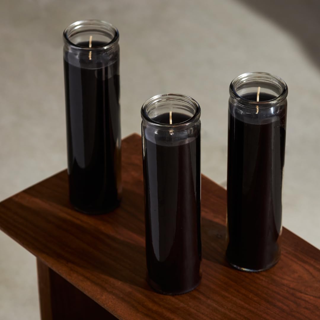 Simply Soson 2x8 inch Black Devotional Candles in Glass Jar - 6 Pack - 90 Hours – Prayer Candle - Tall Pillar Candles for Religious, Memorials, Party Decor