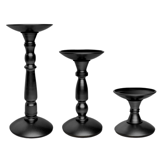 Bryzont Black Tall Pillar Candle Holders Metal Large Candle Stand Set of 3 for Pillar Candles, Dining Table Centerpiece, Fireplace Matel, Living Room, Farmhouse Home Decor, Party