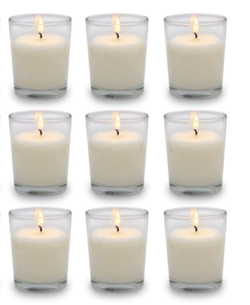 Mister Candle – Set of 9 Lavender Scented Votive Candles in Glass Holders, Hand Poured Soy Wax, 12 Hour Burn Time, Aromatherapy Candles for Spa, Weddings, Parties, Gifts
