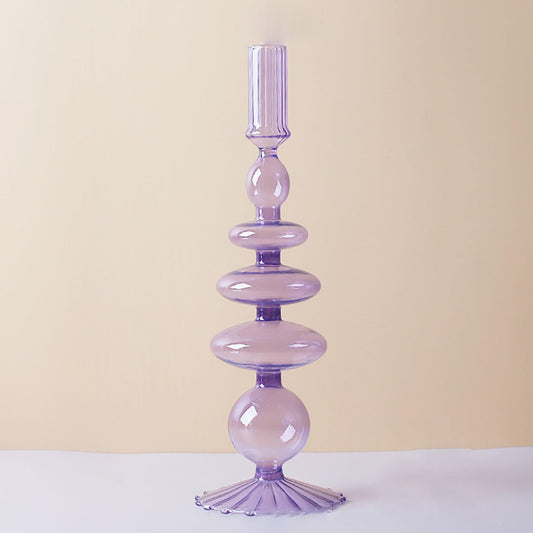 Modern Glass Candlestick Holder, Colorful Taper Glass Candle Holders, Vintage Candle Stick Holders for Party Centerpiece Decorations Boho Ornament