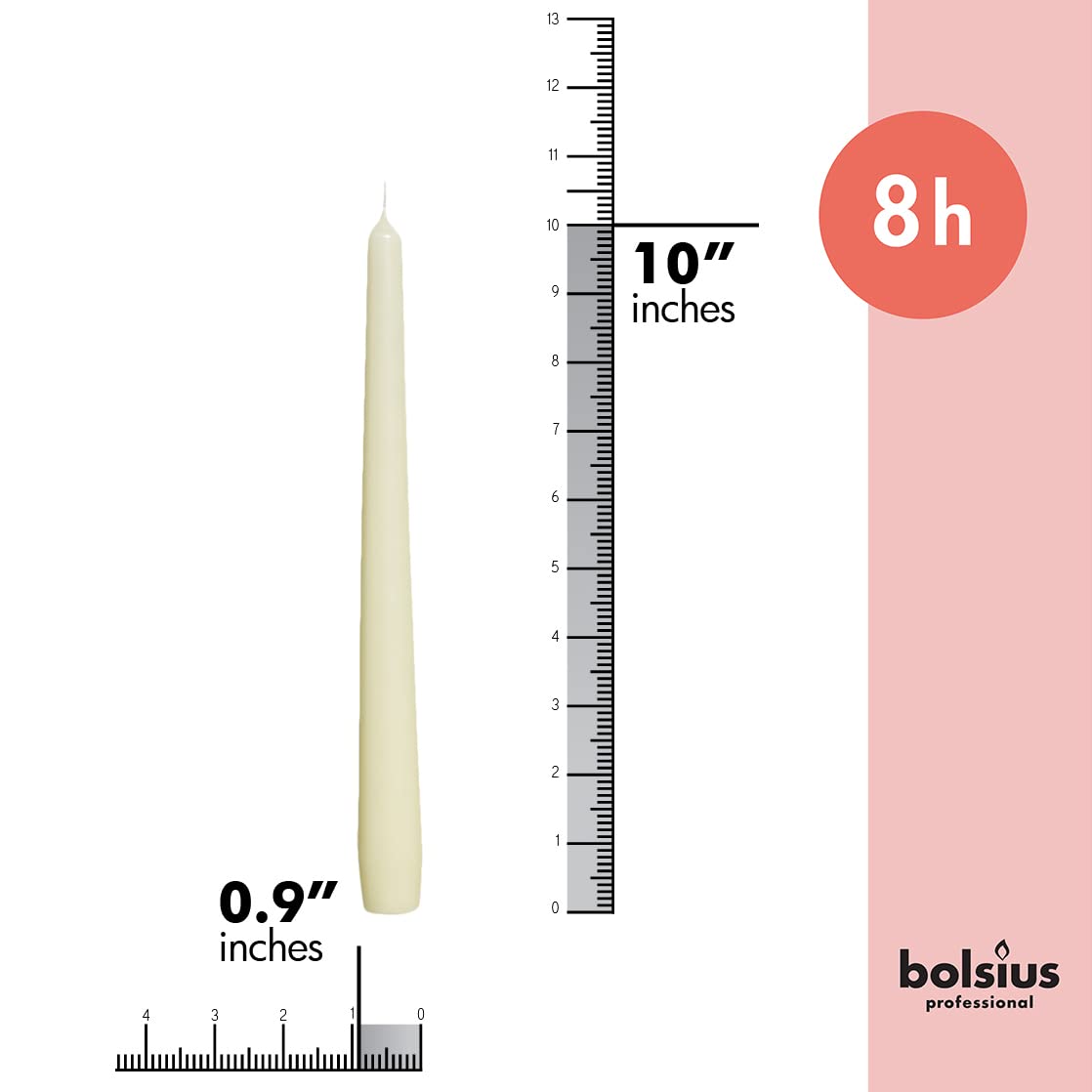 BOLSIUS Ivory Taper Candles - 12 Pack Individually Wrapped Unscented 10 Inch Dinner Candle Set - 8 Burn Hours - Premium European Quality - Smokeless & Dripless Household Wedding & Party Candlesticks