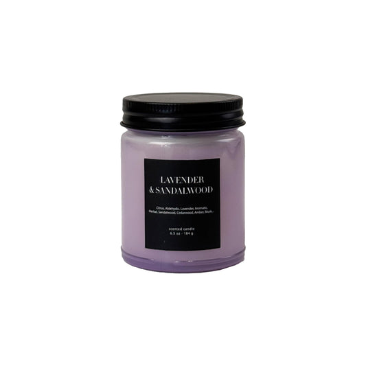 CW Studio Lavender & Sandalwood 6.5oz Scented Candle – Hand-Poured in Color Glass Jar with Lid, Calming Spa-Like Aroma for Home Decor, Self-Care & Gift