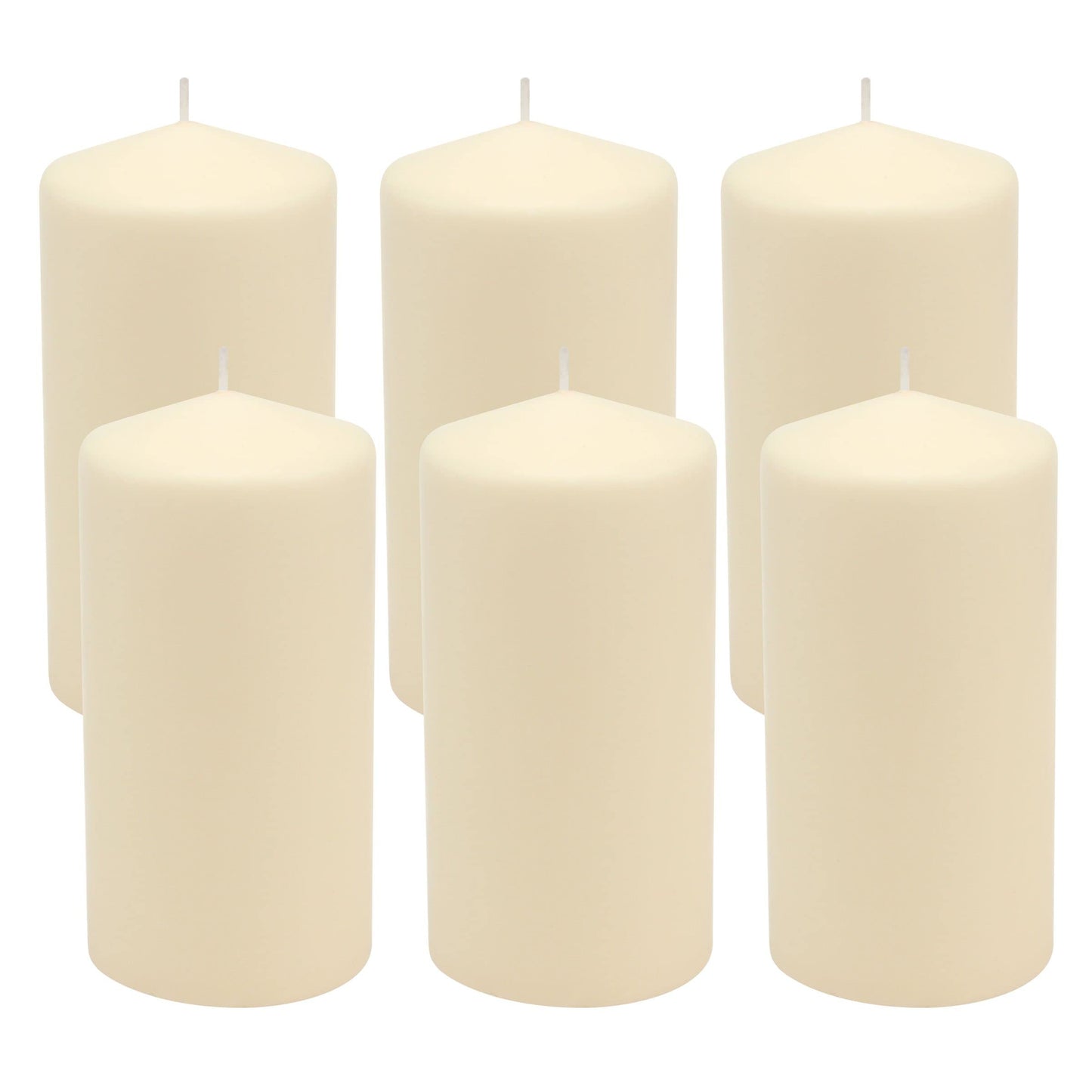 Stonebriar 100 Pack Unscented 8 Hour Extended Burn Time Tea Light Candles, White, 100 Count & SB-SP-3548A Tall 3 x 6 Inch Unscented Ivory Pillar Candle Set, Set of 6, 3x6