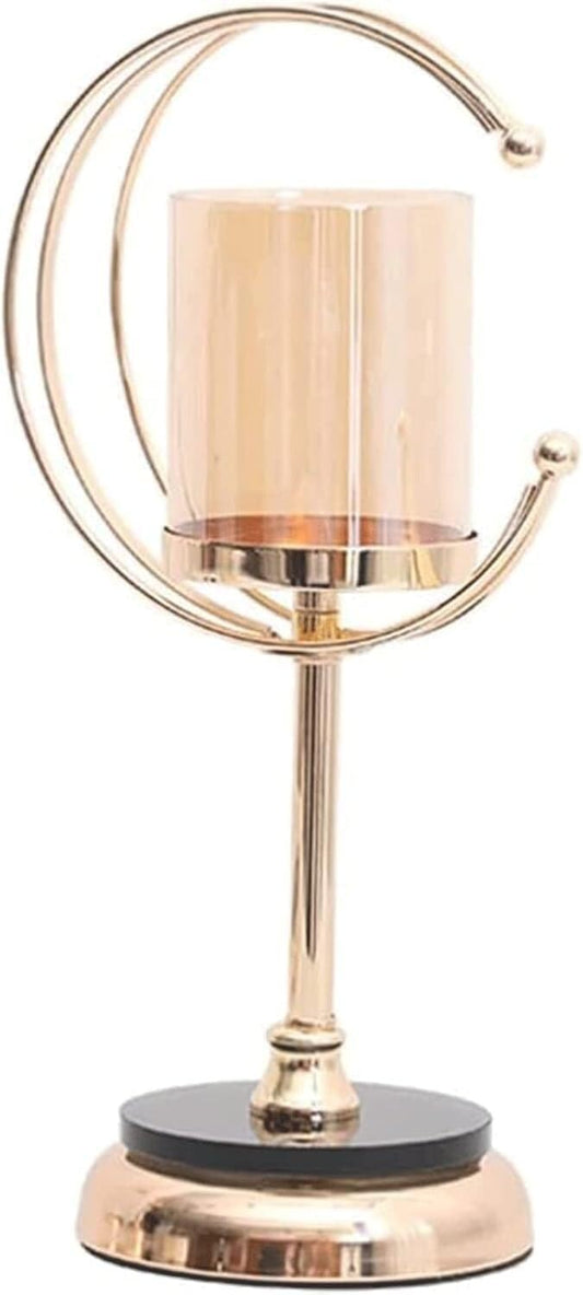 Elegant Vintage Glass Candle Holders - Stylish Alloy Candlesticks for Home Decor, Wedding Centerpieces, and Table Decoration Gold(Small)