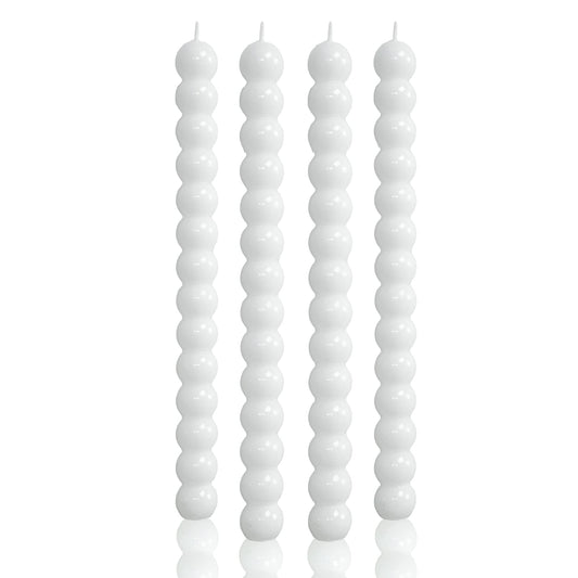 MAITREYA White Taper Candles Conical Stick Candles Spiral Taper Candles-Set of 4 for Decoration Weddings Party Church-Unscented Dripless Candles,10inch(D-White)