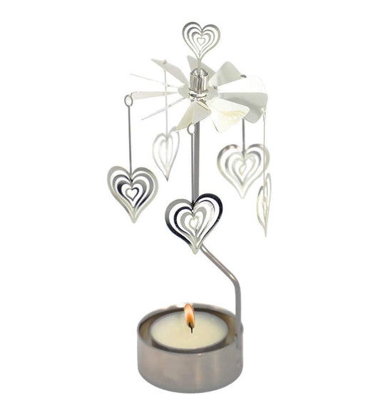 Rotary Candle Holder Spinning Candleholder Metal Small Gift (Heart)