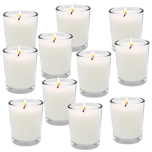 Haoson Unscented White Votive Candles in Glass 20 Packs Small Soy Wax Votives for Wedding Party Dinner Table