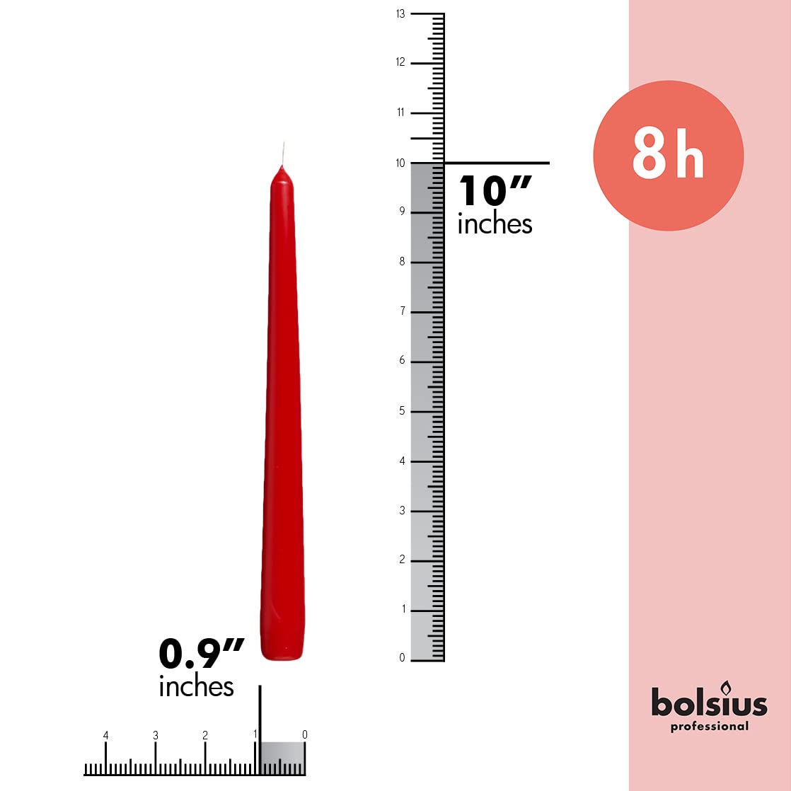 BOLSIUS Red Taper Candles - 4 Pack Unscented 10 Inch Dinner Candle Set - 8 Hours Burn Time - Premium European Quality - Smokeless and Dripless Household, Wedding, Party, and Home Decor Candlesticks