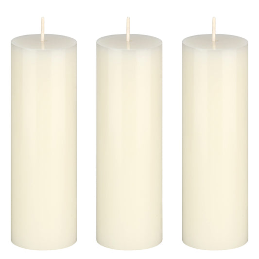 Mega Candles 3 pcs Unscented Solid Ivory Pillar Candles, Hand Poured Premium Wax Candle 2 Inch x 6 Inch, Home Décor, Spas, Weddings, Occasions, Party, Centerpieces, Holidays, Vigils, Prayers