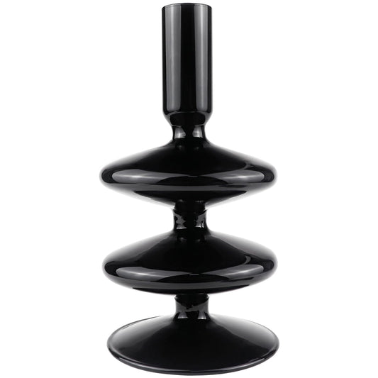 Glass Candle Holder for Taper Candles,Clear Decorative Candle Sticks Holders for Wedding Valentines Day Birthday Party Centerpiece (Black)