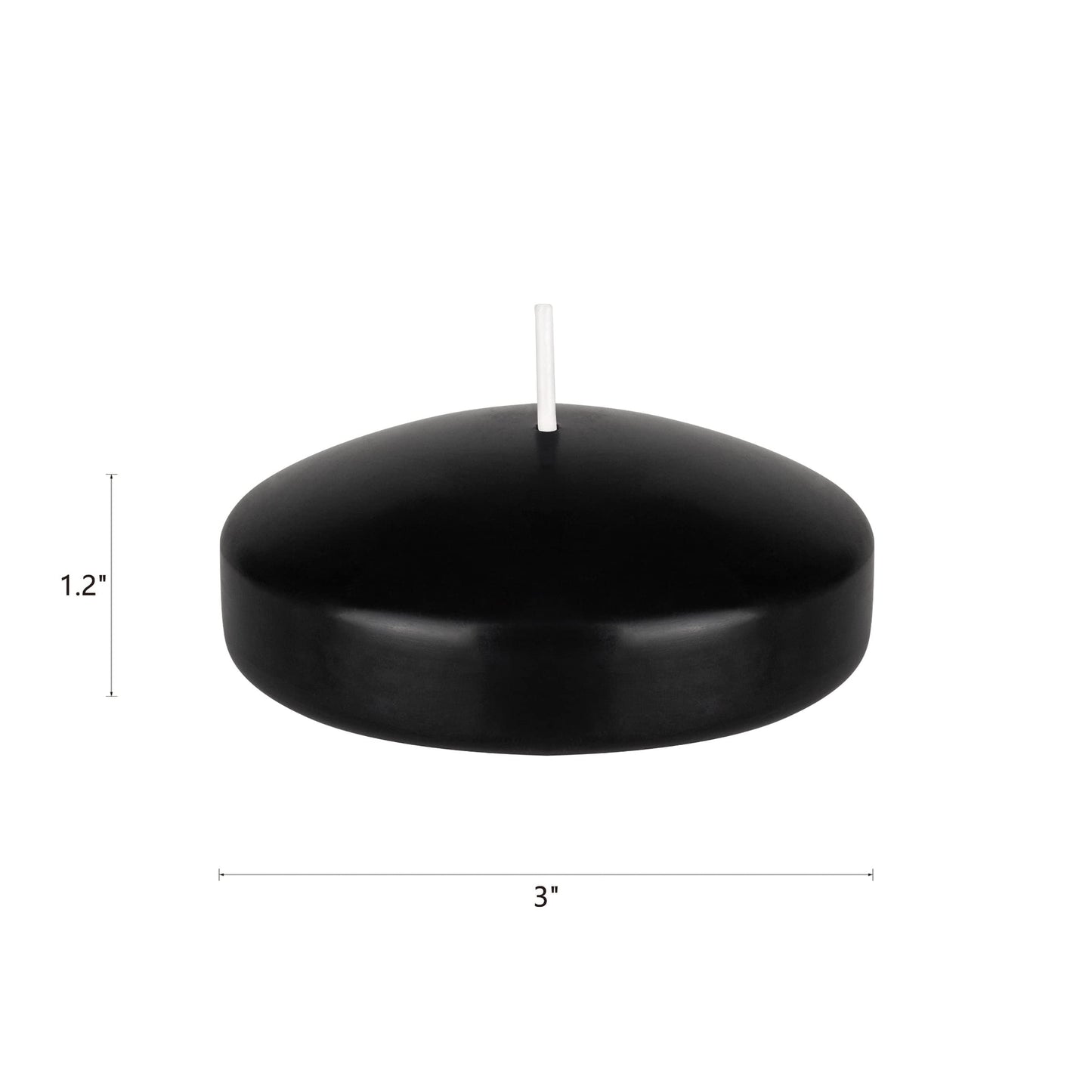 Mega Candles 4 pcs Unscented Black Floating Candles, Hand Poured Wax Candle 3 Inch Diameter, Home Décor, Wedding Receptions, Occasions, Festivities, Events, Meditations, Tranquility, Spa