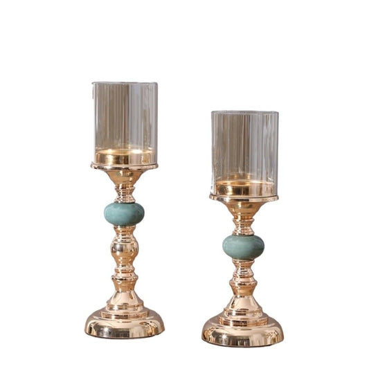 Candle Holders 2 Pcs Luxury Ceramic Glass Candle Holder,Vintage Decorative Ornament,Dining Table Candle Holder Decorative Candle Holder