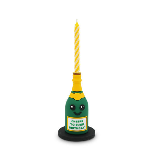 GOOFBALLS Funny Birthday Candle Holder – Humorous Party Decoration & Gag Gift – Quirky Cake Topper for Adults & Friends - Champagne