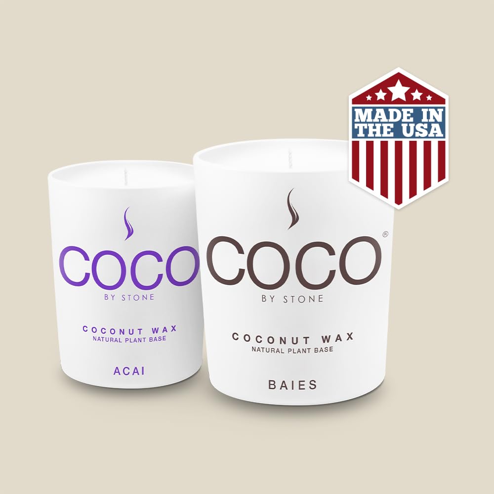 COCO by Stone 6.5oz Candle, Coconut Apricot Wax Candle for Home (Tiare) Home Fragrance Products, 1 Wick Candle, Enhance Indoor Aroma, Vegan & Cruelty-Free, Clean Burning and Hand Poured Candle