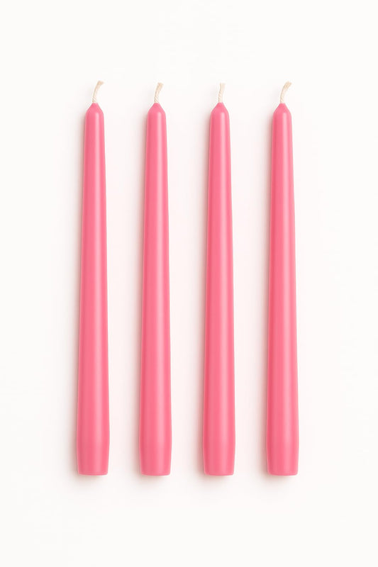 Dinil Pink Taper Candles - 10 Inch Unscented Dripless Smokeless Candlesticks Set of 4 | Perfect for Fall, Halloween, Thanksgiving, Dinner, Wedding and Party Decoration