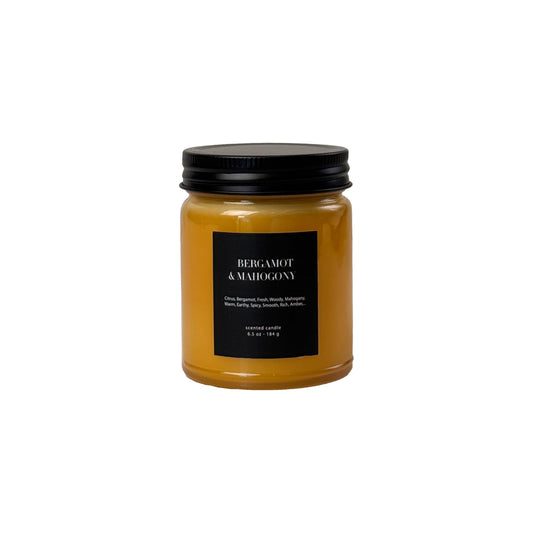 Bergamot & Mahogany Scented Candle 6.5oz – CW Studio Color-Sprayed Glass Jar, Citrus & Rich Wood Aroma – Masculine Unisex Gift for Men Women, Father's Day, Office & Home Décor – 30-35 Hour Burn