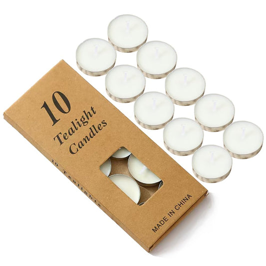 Colored tealight Candles Handmade Organic Tea Lights Set of 10pack Small red Candles 1.5-2 Hours Burn Tea Lights for Valentine's Day, Birthday, Votive Parties ，Home Decoration (White)