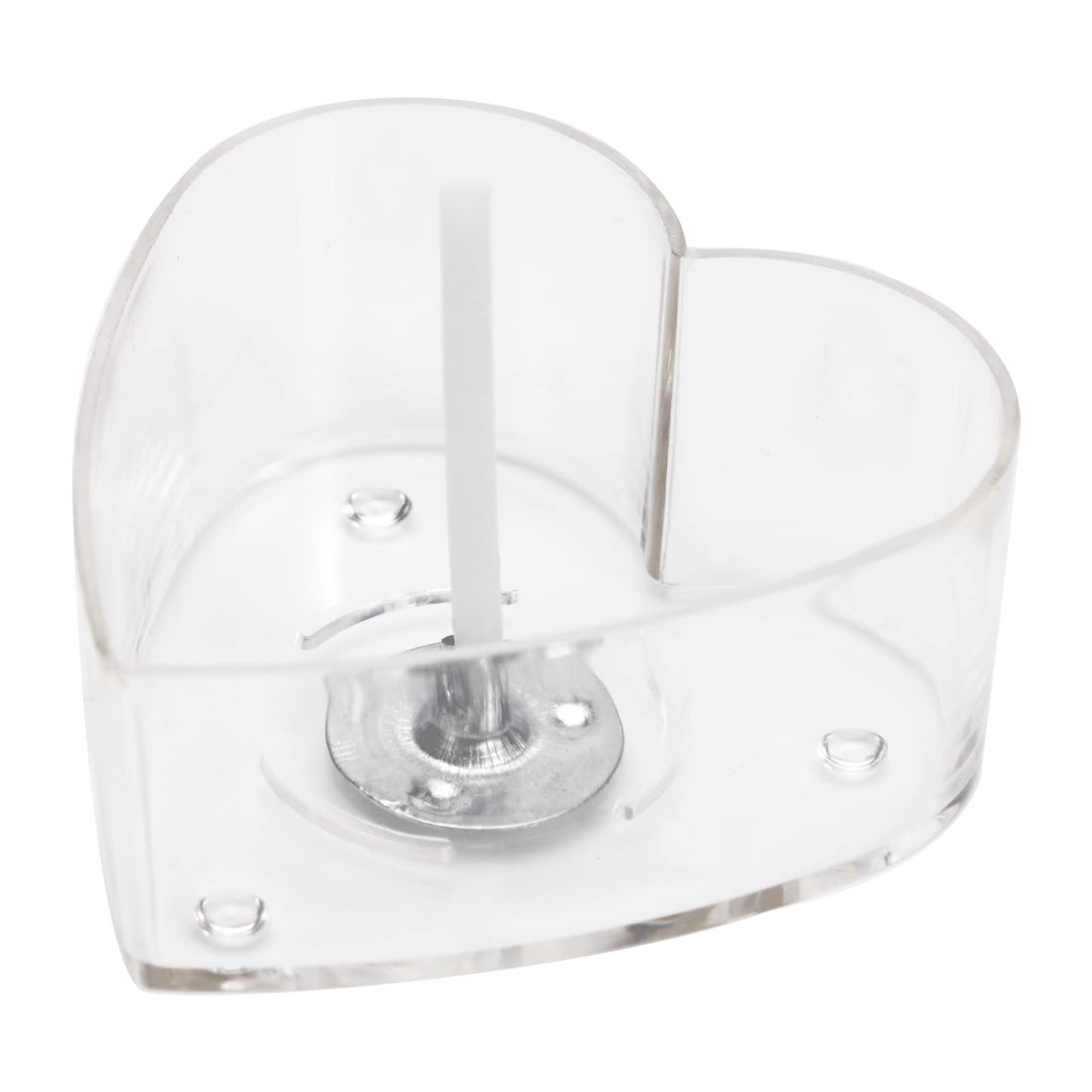 CandMak Tea Light Candle Cups, 50pcs Clear Polycarbonate Plastic Empty TeaLight Mold Tin Container with 50pcs TeaLight Candle Wicks (Heart)