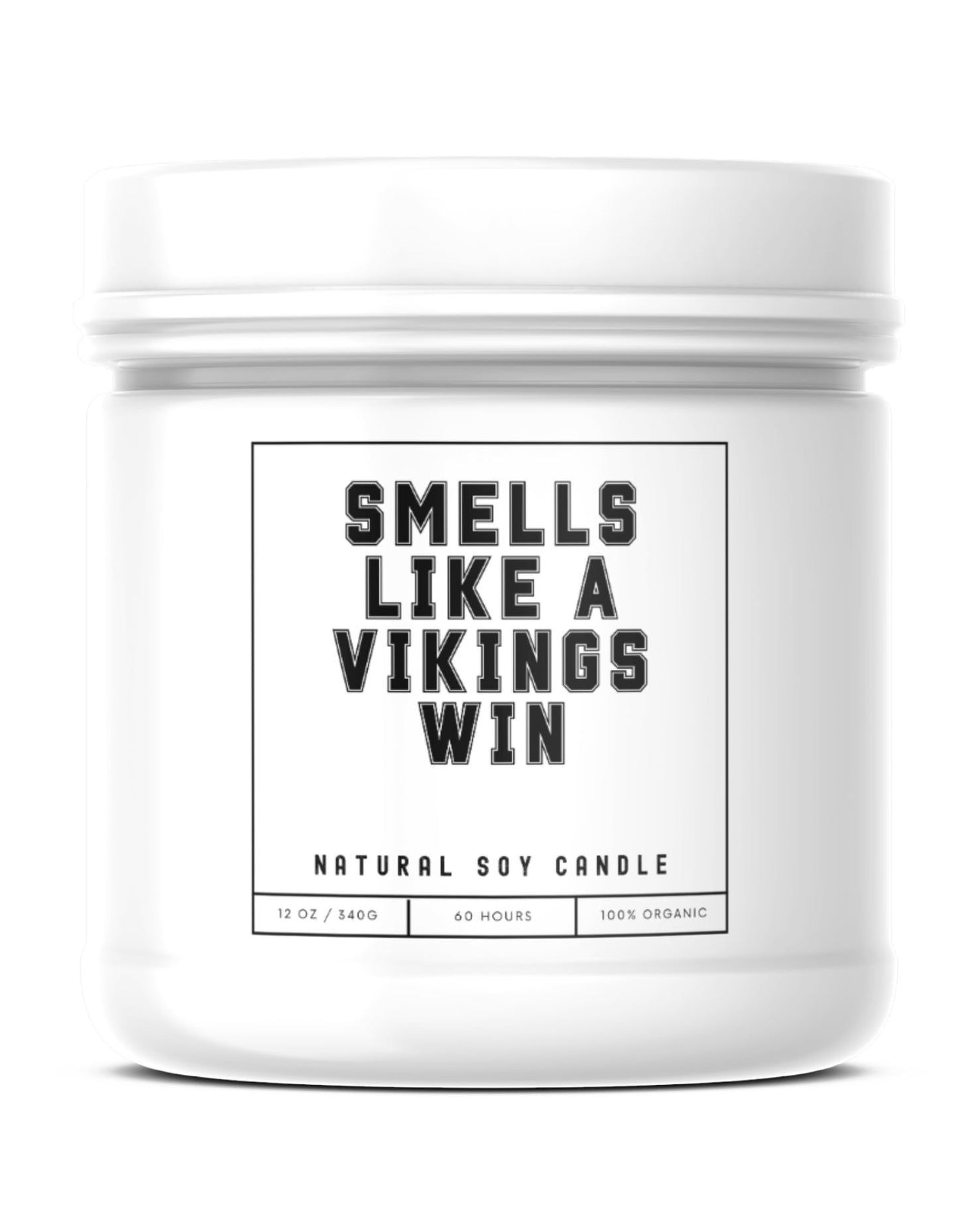 Smells Like a Vikings Win Sports Candle - Scented Soy Wax Candle (8.0 oz) 50-60 Hour Burn Time, Cotton Wick, Frosted White Glass Jar, (Vanilla)