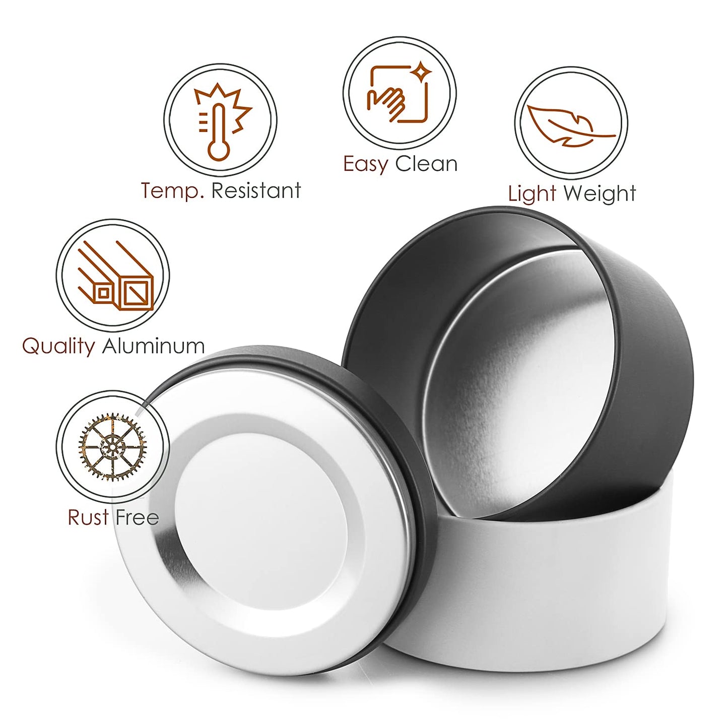 Hearth & Harbor Tin Candle Jars for Making Candles - DIY Candle Containers with Lids - Metal Candle Jars - Bulk Tins Storage for Candle - (12 Pieces) - (8 Ounces) - Solid Black and White