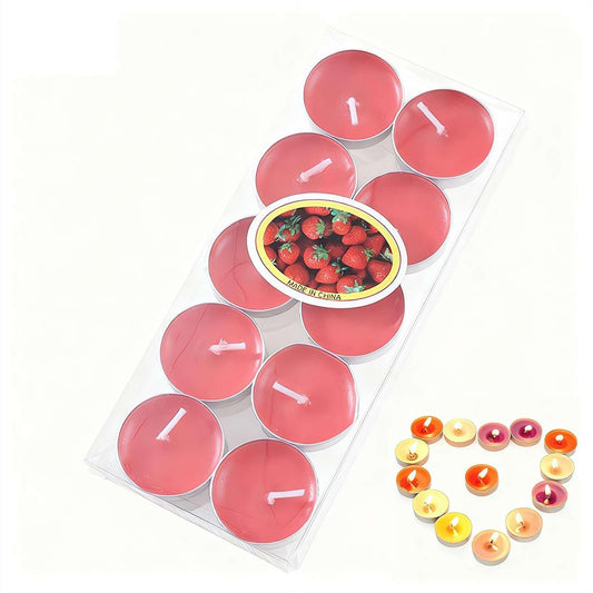 Unscented Long Burning Tealight Candles,Pressed Wax Candle Multicolor for Home Valentine's Day Christmas Holiday Decor, Smokeless Tealights for Parties, Weddings,10 Counts (red)