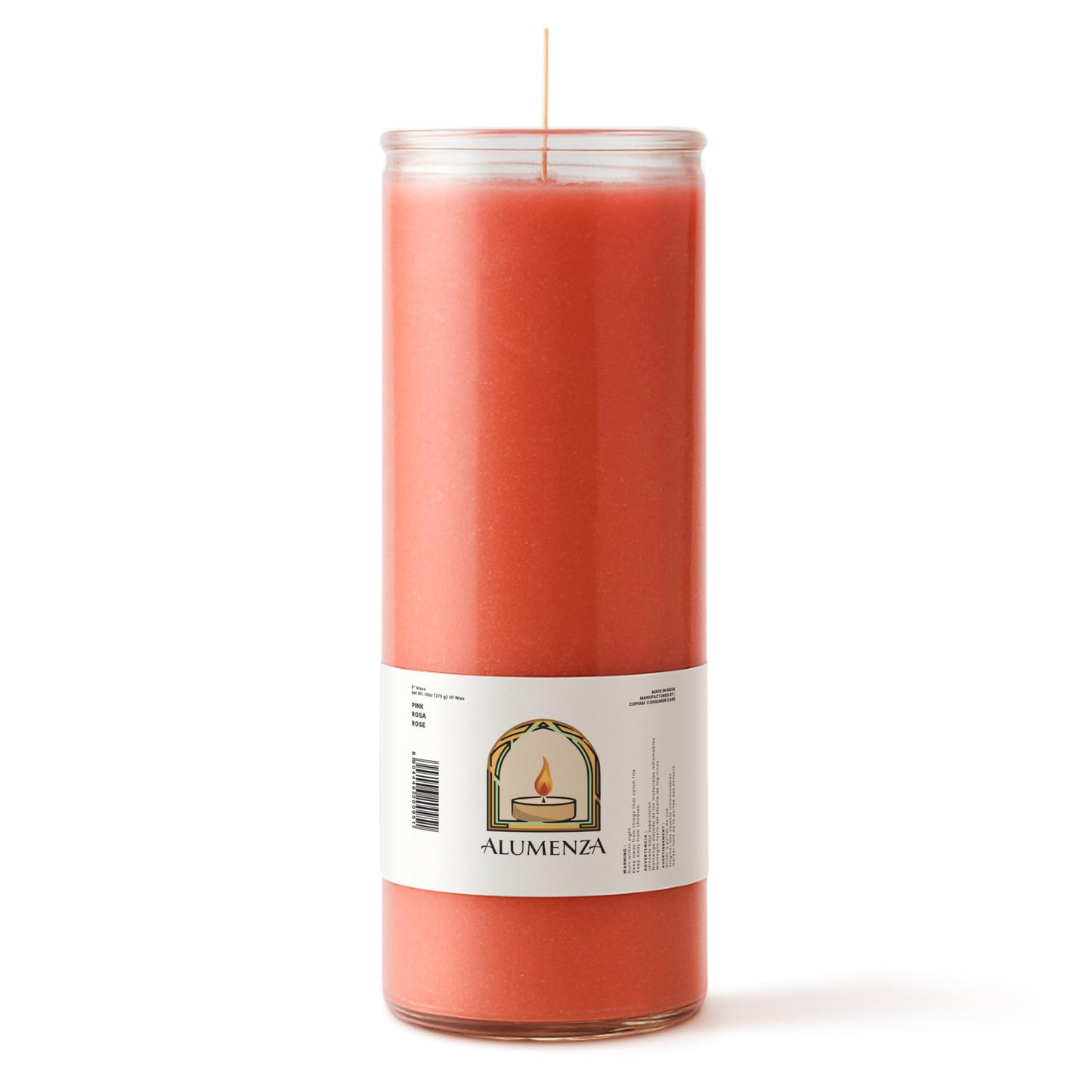 Alumenza Bulk 6 Pack Pink 7 Day Candles in Glass Jar – Paraffin Wax, Clean Burning Unscented | Large & Tall Devotional Prayer Pillar Candles for Home, Memorial, Spells, Long Lasting