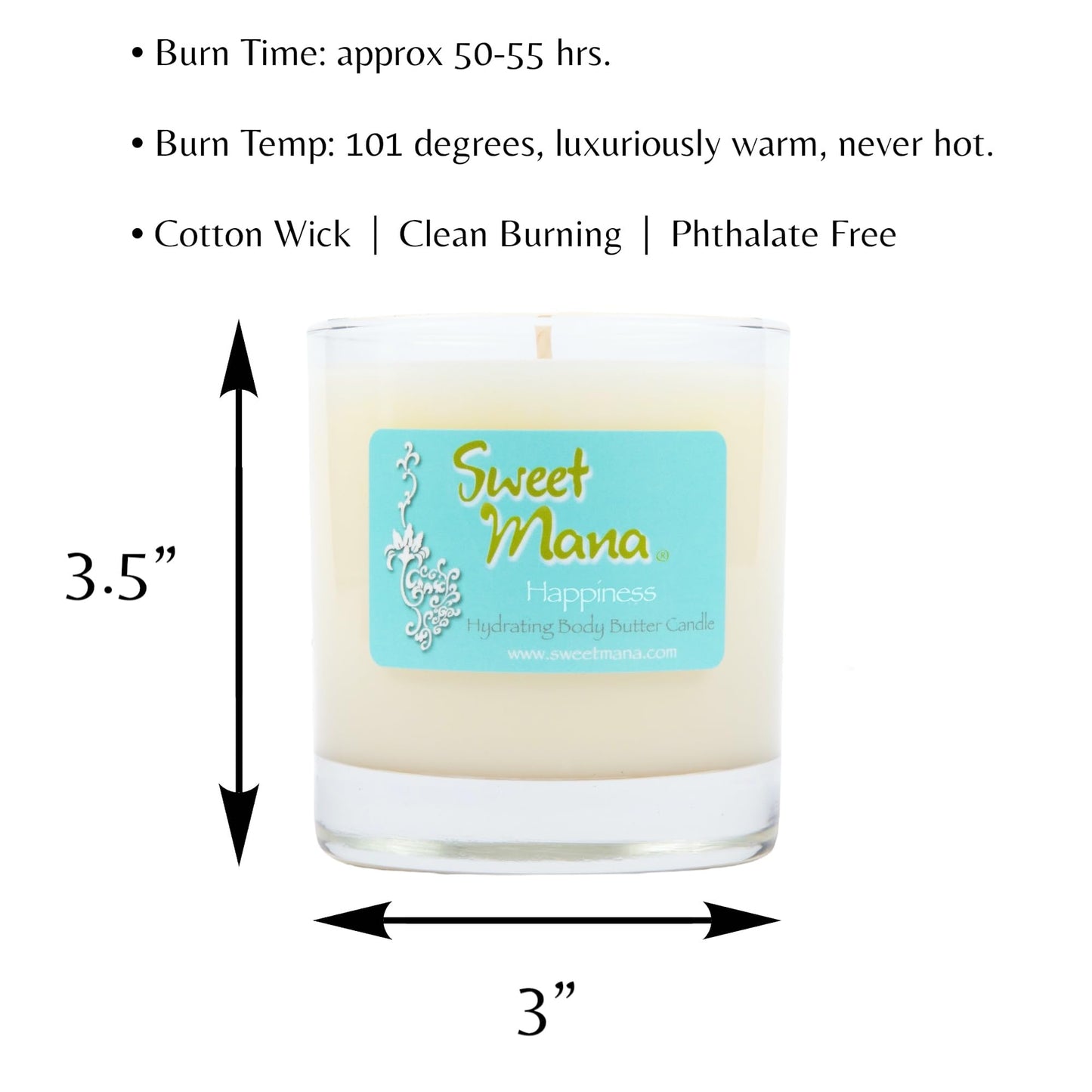 Happiness Lotion Candle | Gardenia, Pineapple & Coconut Water | Luxury Soy Candle | Aromatherapy Massage Candle | Ultra Moisturing Body Butter | Hand Poured in USA | 9 oz. | Sweet Mana
