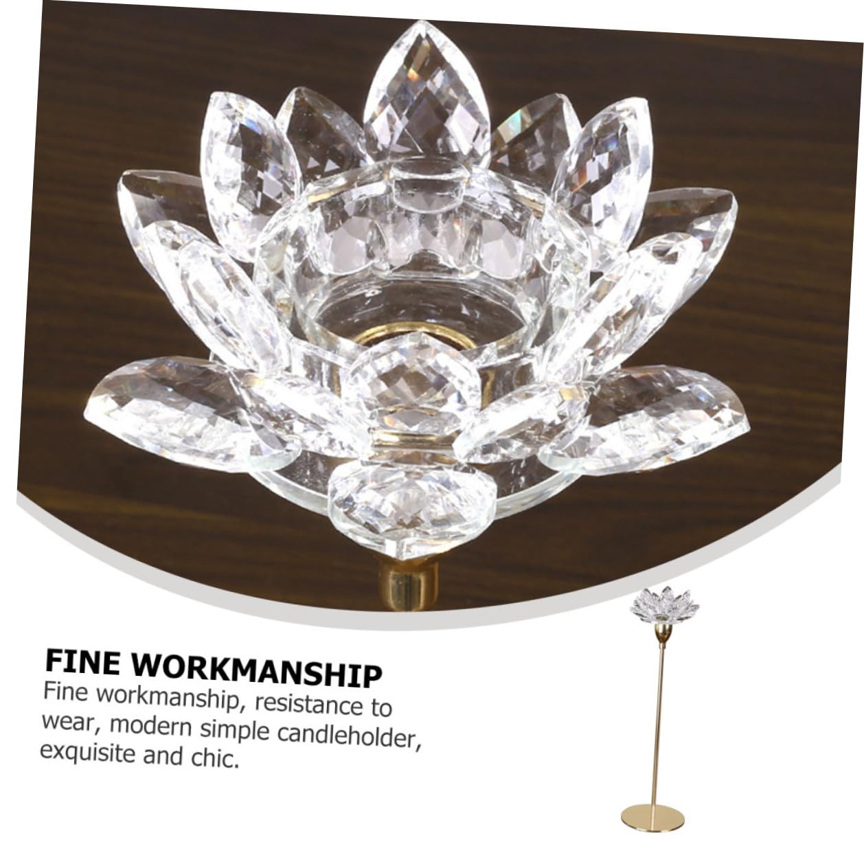 KICHOUSE Metal Crystal Lotus Candlestick Holder Small Gold, Simple Decorative Candle Stand for Wedding and Romantic Home Décor