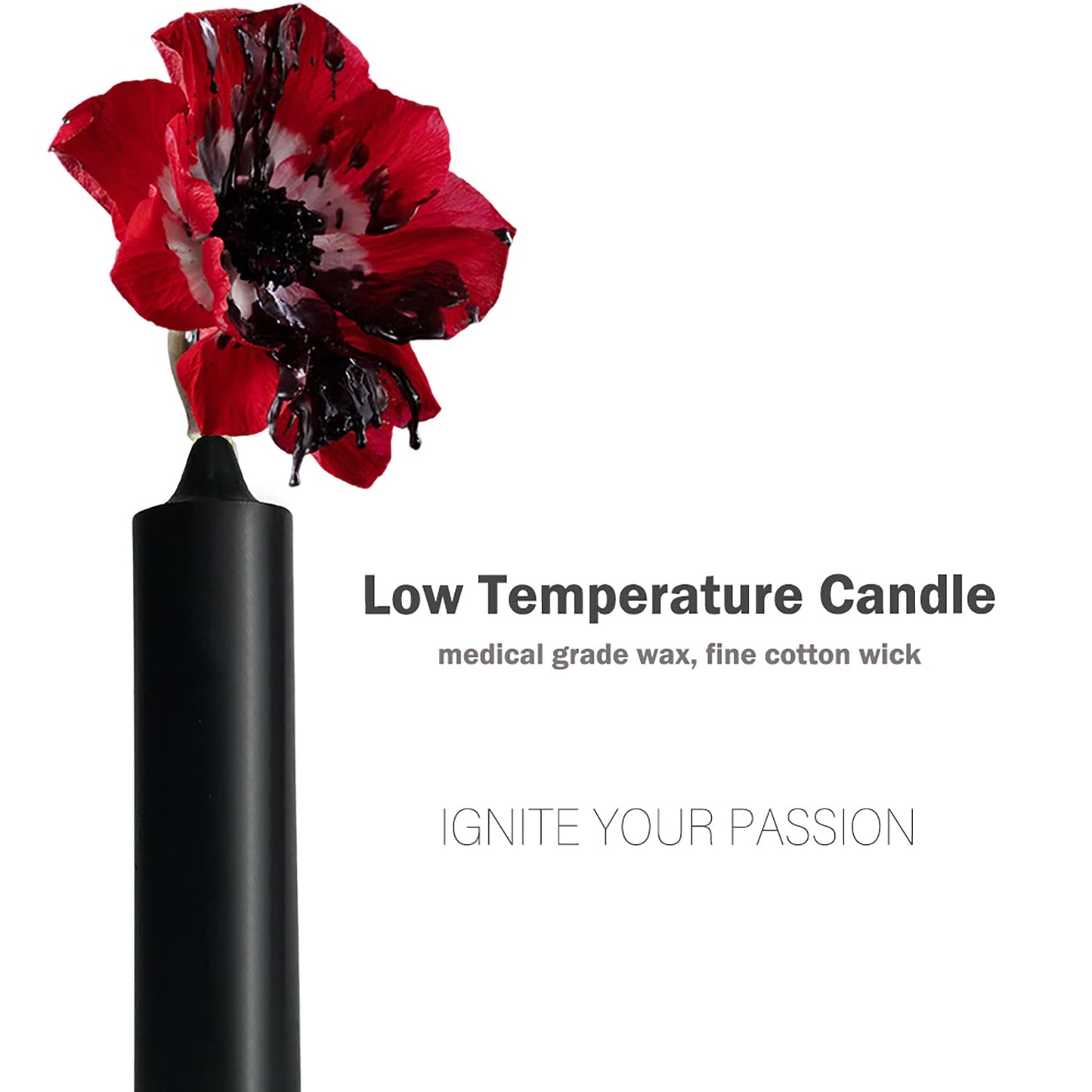 WEIHAI Low Temperature Candles, Wax Play Candles, Romantic Dripping Candle for Valentines, Couples, Weddings, Home Decor-2Pack, Black and Red