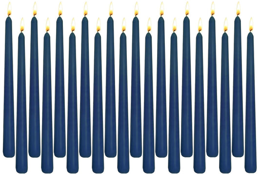 Navy Blue Taper Candles for Home Decoration, 20 Pack 10 Inch Unscented Dripless Candlesticks for Dinner Party