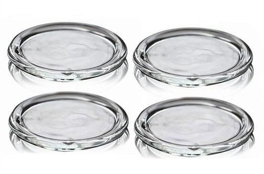 Cumuiu 4 Pack Glass Candle Holder 4" Clear Beautiful Transparent Round Candle Plate…