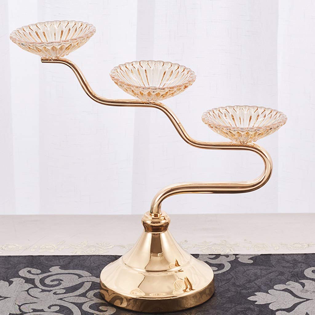 XILIN-1987 Candle Holderss Three-arm Candlestick Metal Pillar Candlestick Wedding Event Candlestick for Candlelight Dinner and Table Decoration (Gold, 13.713.4 Inches) Decorative Candlestick