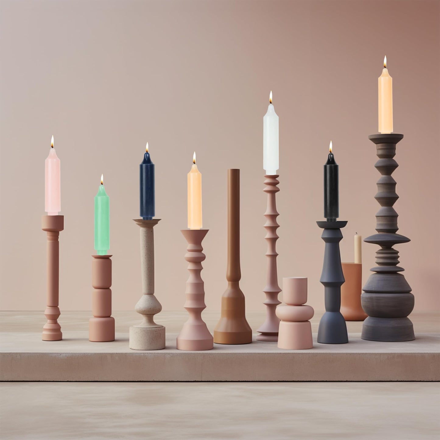 LPUSA Black Short Taper Candles 6 inch Candle Sticks Unscented Dinner Candle Dripless for Home Decor,Set of 4