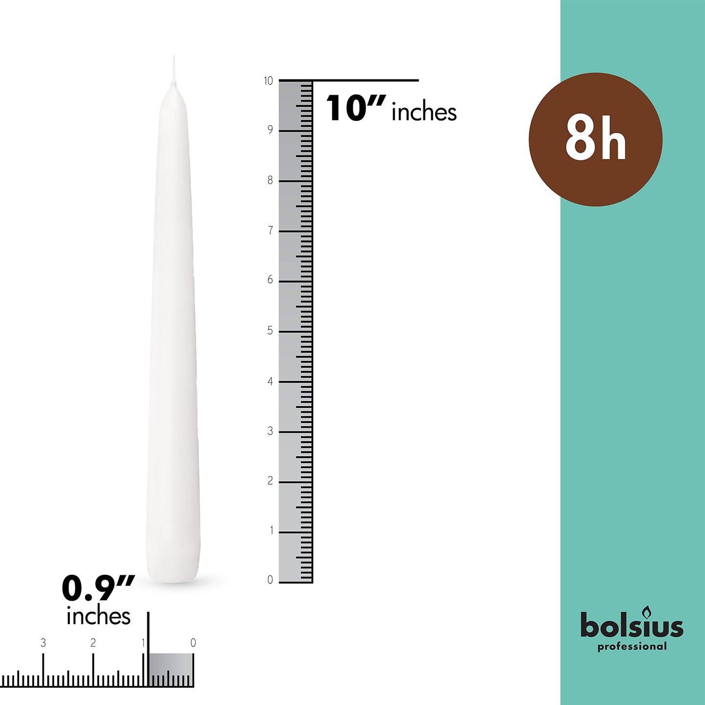 BOLSIUS 60 Count Household White Taper Candles - 10 Inches - Premium European Quality - 8 Hours Burn Time - Unscented Dripless and Smokeless Home Decor, Restaurant, Wedding, and Party Candlesticks