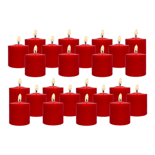Red Votive Candles 15 Hour Burn Time Unscented Candles Votives Bulk Pack of 24 Small Pillar Candles