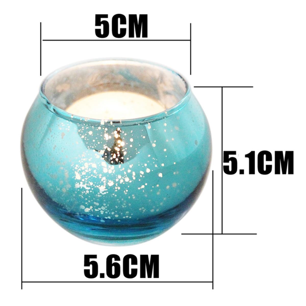 Artibetter 12pcs Decorative Glass Candleholders with Blue Dot Pattern Hollow Votive Candle Cups for Home Décor Table Centerpiece
