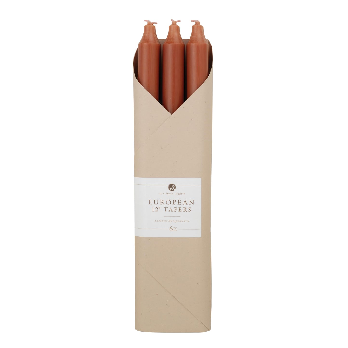 Northern Lights Candles - 12" 6pk Tapers - Terra Cotta - 73259