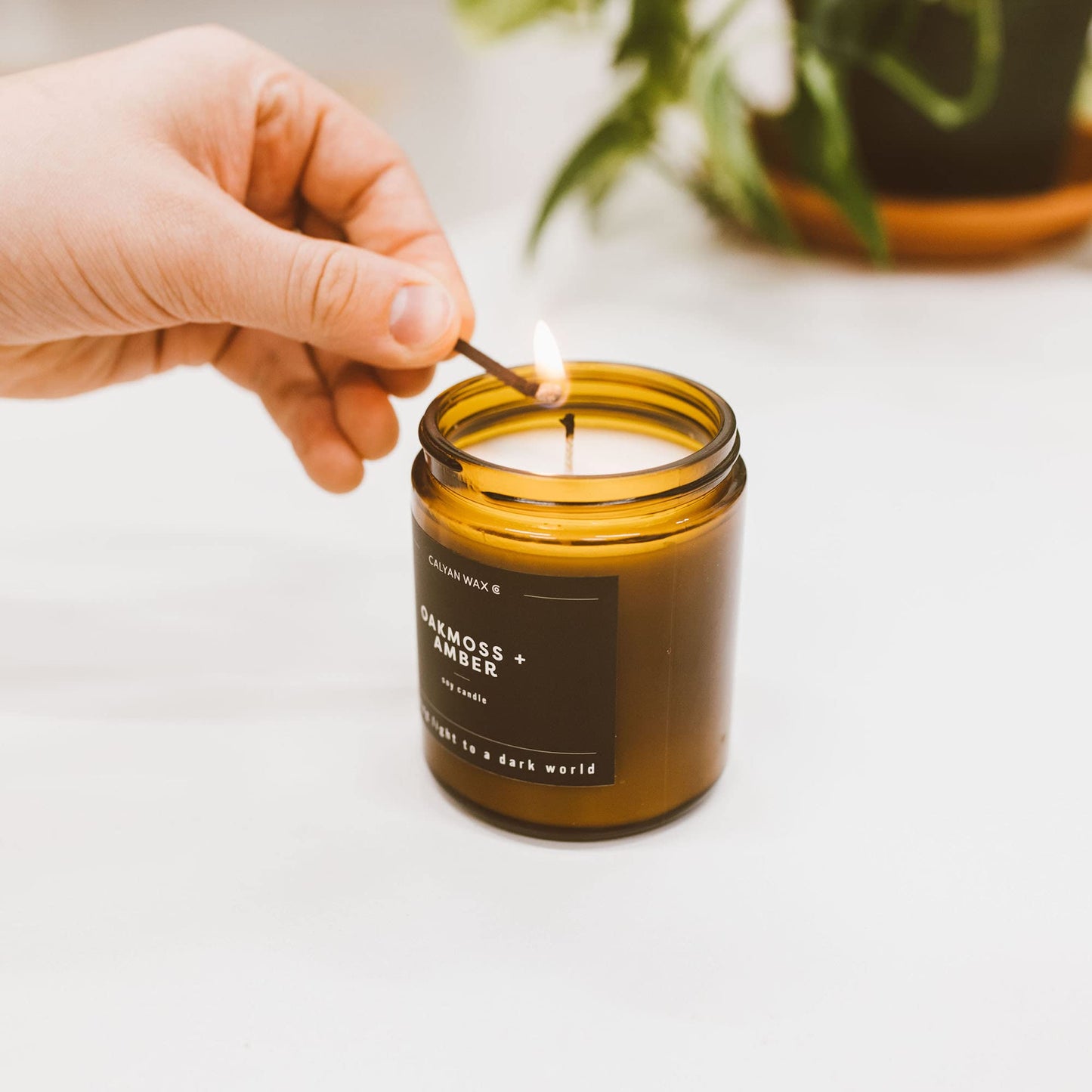 Calyan Wax Co. Redwood & Vanilla Scented Candle - 57 Hour Burn - Luxury Clean Soy Wax Candles - Long Lasting Amber Glass Jar Candle for Home - 7.2oz