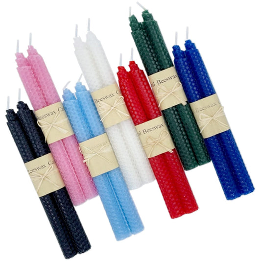 Premium Quality Beeswax Candles - 14 pack in 7 Colors - Hand-Rolled, Unscented, Dripless & Smokeless Taper Candles for Seasonal, Wedding, Home Decor & Dinner