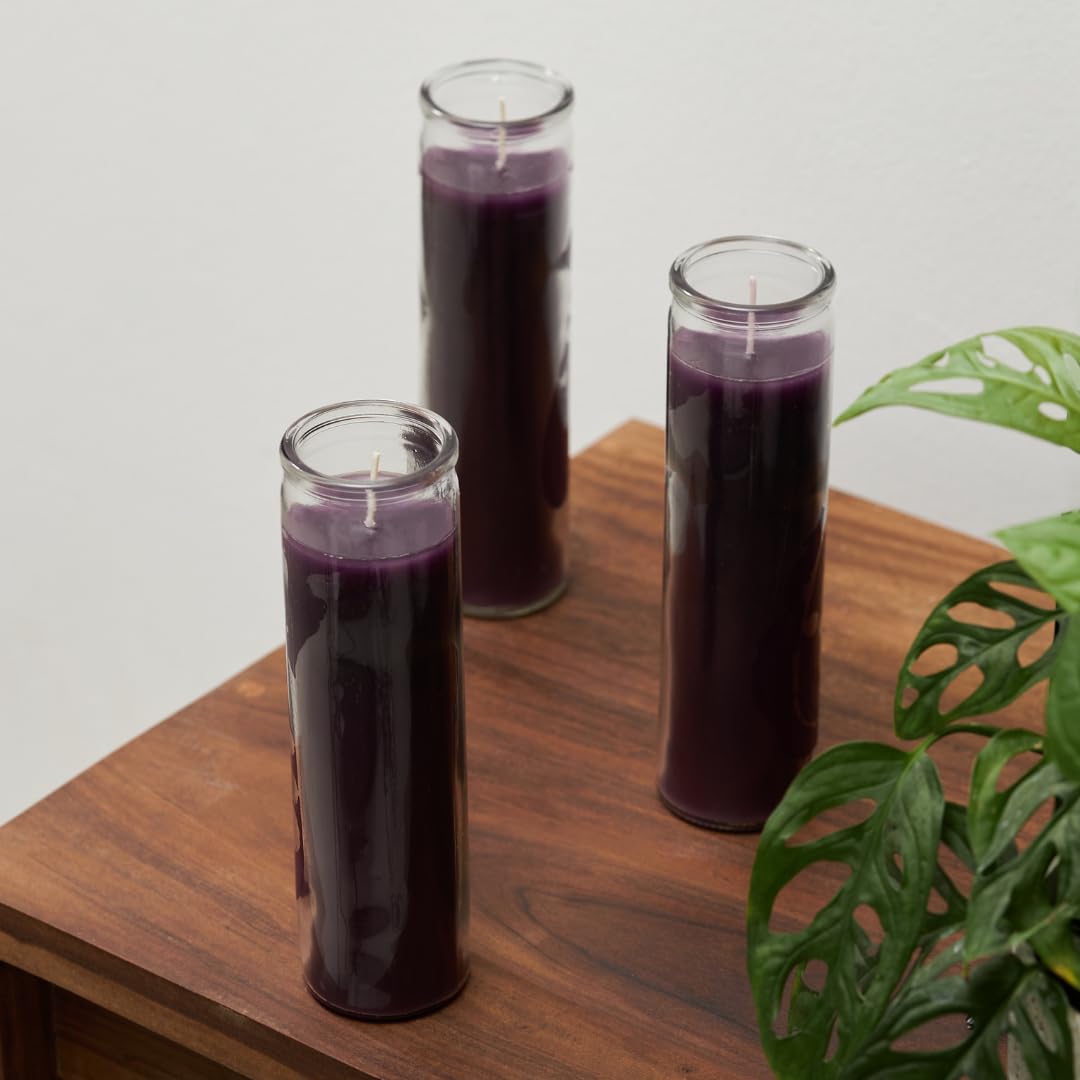 Simply Soson 2x8 inch Purple Devotional Candles in Glass Jar - 1 Piece - 90 Hours – Prayer Candle - Tall Pillar Candles for Religious, Memorials, Party Decor